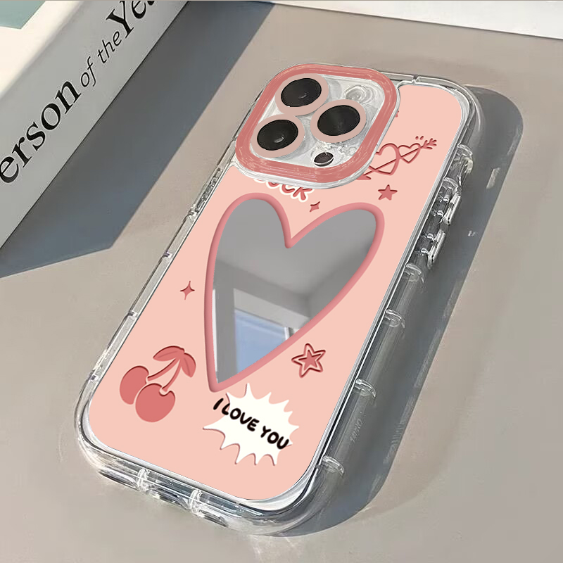 Phone Accessories For Girls - غطاء هاتف بتصميم قلب الكرز الوردي