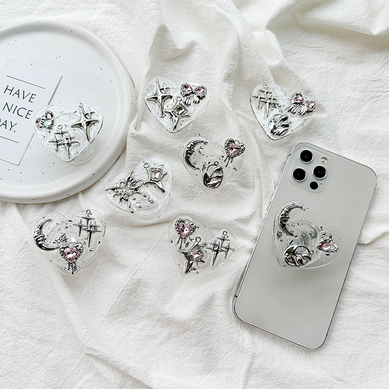 Phone Accessories For Girls - حامل هاتف شفاف على شكل قلب