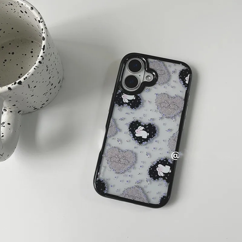 Phone Accessories For Girls - جراب هاتف أكريليك بتصميم أرنب وردي