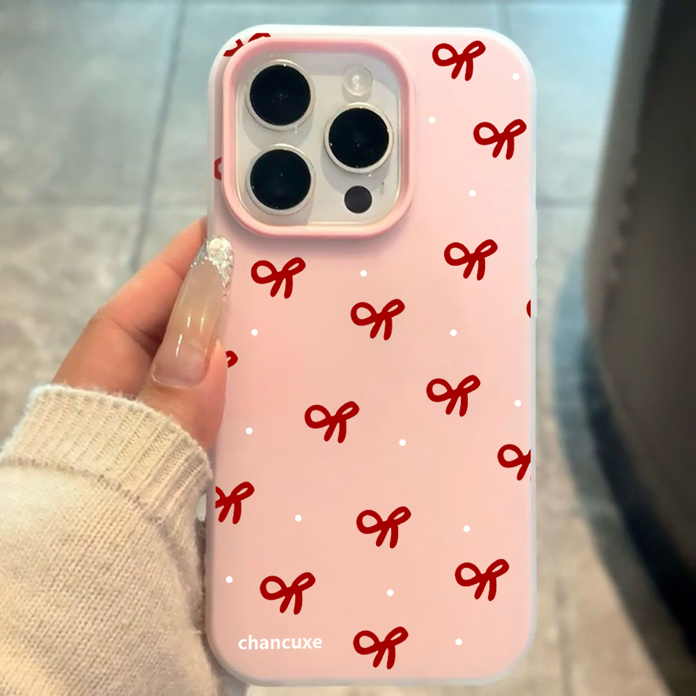 Phone Accessories For Girls - جراب هاتف سيليكون بتصميم فيونكة بسيط