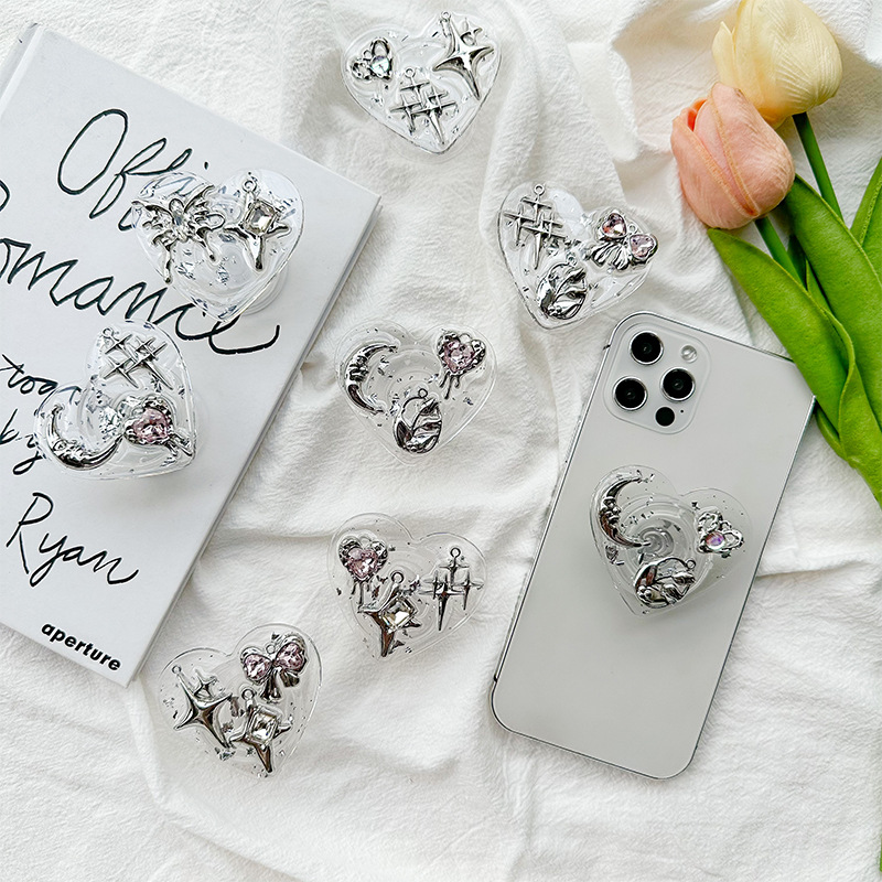 حامل هاتف شفاف على شكل قلب مع  - مراجعة Phone Accessories For Girls وسعره
